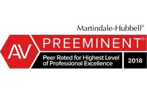 Martindale-Hubbell Peer Rated for highest level of professional Excellence 2018